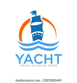 Yacht Sailing Logo Design Illustration 