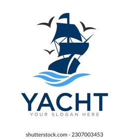 Yacht Sailing Logo Design Illustration 