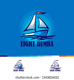 Yacht sailing logo and illustration