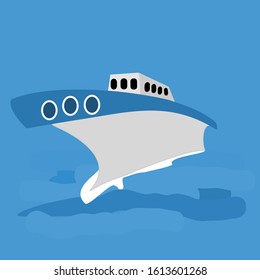 A Yacht Sailing In Ocean Vector Illustration