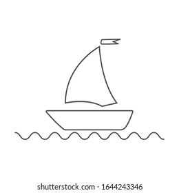Yacht is sailing. Ship icon. Vector illustration.