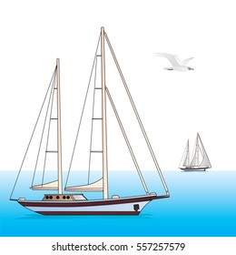 yacht sailing vector.