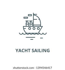 Yacht sailing vector line icon, linear concept, outline sign, symbol