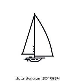 yacht sailing vector outline style, line icon isolated