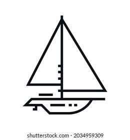 yacht sailing vector outline style, line icon isolated