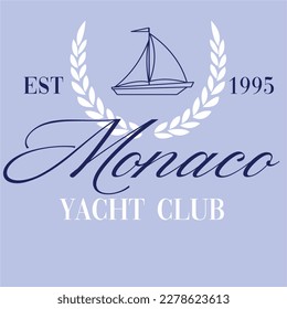 Yacht Sailor Club  sea Nautical Varsity College colleigiate teams sail health USA Trending Anchor fashion Graphic Tee t-shirt logo slogan graphic artwork typography  badge emblem crest Hamptons Monaco