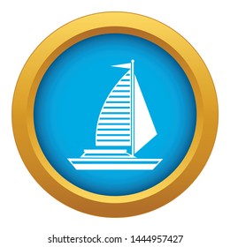 Yacht with sails icon blue vector isolated on white background for any design