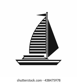 Yacht with sails icon, simple style