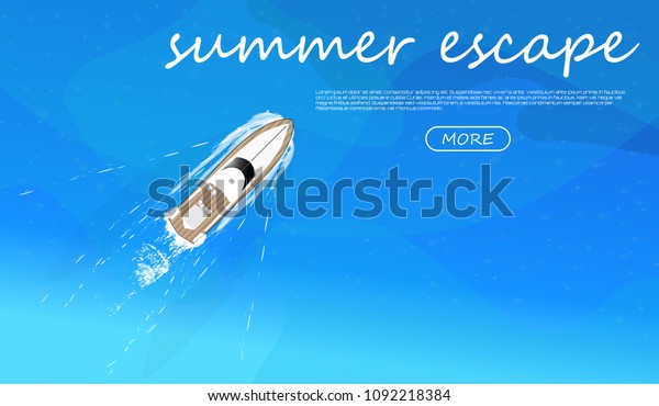 ヨットは海を走り トップビュー 遊覧船 観光ヨットフラットスタイル 夏の逃避 ウェブ用のバナー ベクターイラスト海運 のベクター画像素材 ロイヤリティフリー