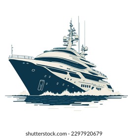 Yacht in the sea, ocean, yacht icon, yacht vector illustration