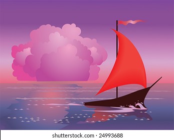 yacht at sea sunset