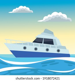 yacht sea transport in the ocean vector illustration design