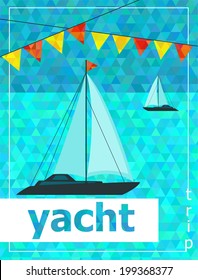 yacht sea. Vector illustration