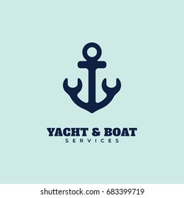 Yacht service logo template design. Vector illustration.