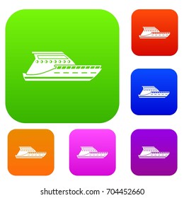Yacht set icon in different colors isolated vector illustration. Premium collection