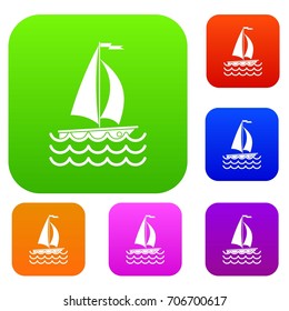 Yacht set icon in different colors isolated vector illustration. Premium collection