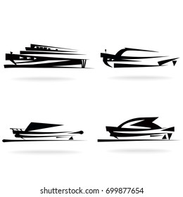 Yacht set, on white background, illustration