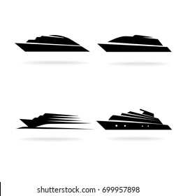 Yacht set, on white background, illustration