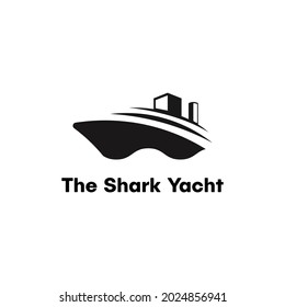 Yacht With Shark Back Shape Logo Template