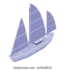 Schiff Ikone. Isometrisch für die Vektorillustration von Yachtschiffen Symbol für Webdesign einzeln auf weißem Hintergrund