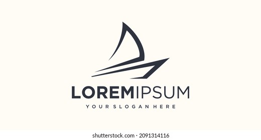 yacht ship icon logo design vector illustration.