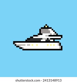 yacht ship icon pixel art