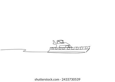 yacht ship luxury vehicle vacation object one line art design