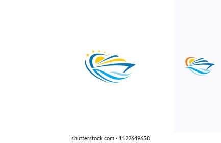 yacht ship sea logo icon vector