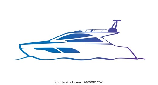 Yacht Ship Silhouette for logo or symbol, vector illustration isolated on white background, eps