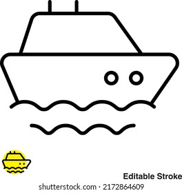 Yacht Ship Vector Line Icon