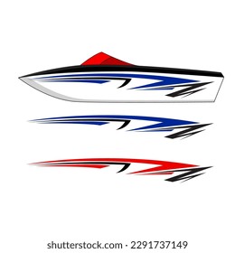 yacht ship wrapping sticker design vector. jet boat vinyl sticker