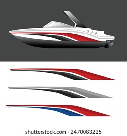 yacht ship wrapping sticker design vector. jet boat vinyl sticker
