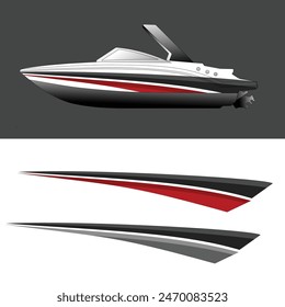 yacht ship wrapping sticker design vector. jet boat vinyl sticker
