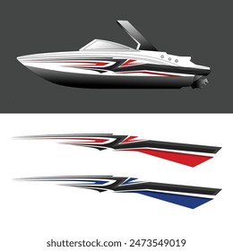 yacht ship wrapping sticker design vector. jet boat vinyl sticker
