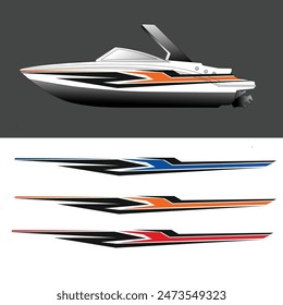 yacht ship wrapping sticker design vector. jet boat vinyl sticker
