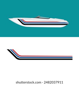 yacht ship wrapping sticker design vector. jet boat vinyl sticker
