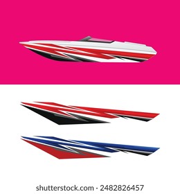 yacht ship wrapping sticker design vector. jet boat vinyl sticker
