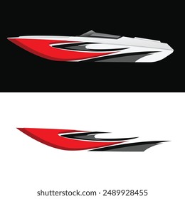 yacht ship wrapping sticker design vector. jet boat vinyl sticker
