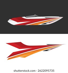 yacht ship wrapping sticker design vector. jet boat vinyl sticker
