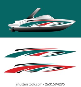 yacht ship wrapping sticker design vector. jet boat vinyl sticker
