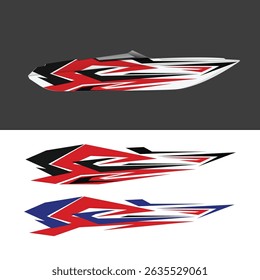yacht ship wrapping sticker design vector. jet boat vinyl sticker

