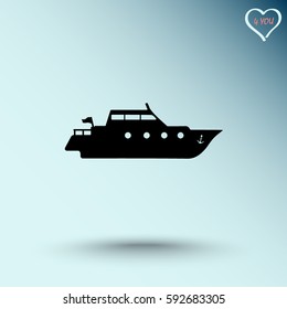 Yacht sign icon, vector illustration. Flat design style