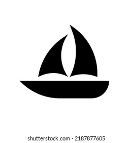 Yacht silhouette icon with fluttering flag. Vector.