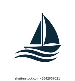 Yacht Silhouette with Ocean Waves