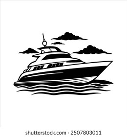 Yacht Silhouette  Vector Design ,Silhouette, Vector Graphics for T-Shirts