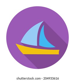 Yacht. Single flat color icon. Vector illustration.