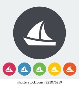 Yacht. Single flat icon on the circle. Vector illustration.