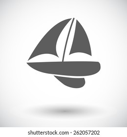 Yacht. Single flat icon on white background. Vector illustration.