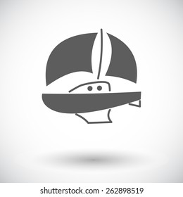 Yacht. Single flat icon on white background. Vector illustration.