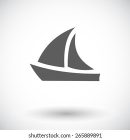 Yacht. Single flat icon on white background. Vector illustration.
